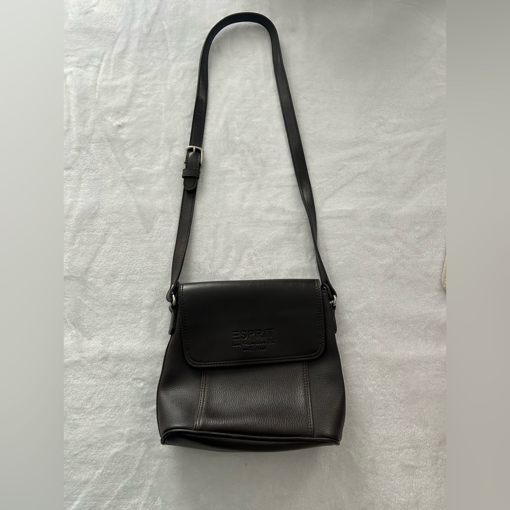 Y2K 90s VTG Esprit San Francisco CA Est 1968 Dark Brown Faux Leather Crossbody